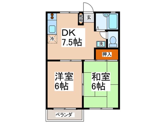メルベイユ(2DK/1階)の間取り写真