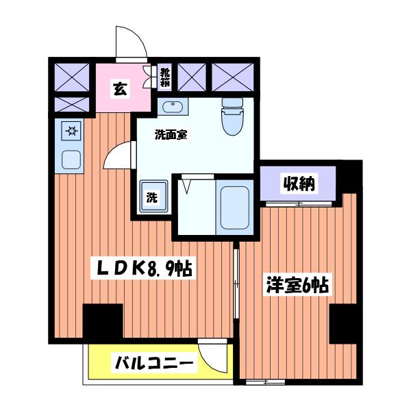 グレースヒル曙(1LDK/6階)の間取り写真