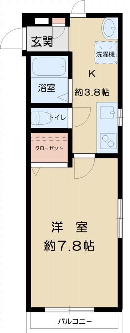 グランディール・タキオ(1K/2階)の間取り写真