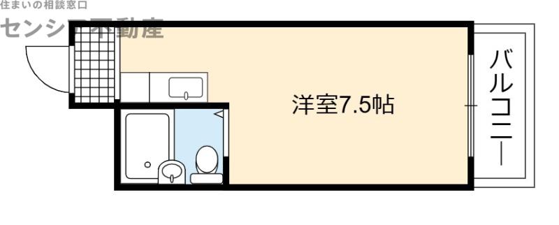 京阪グローリーハイツ(ワンルーム/5階)の間取り写真