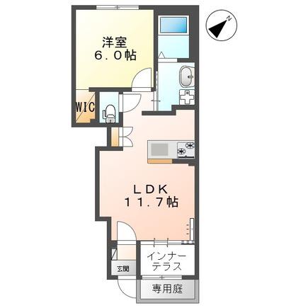 フォレストガーデン(1LDK/1階)の間取り写真