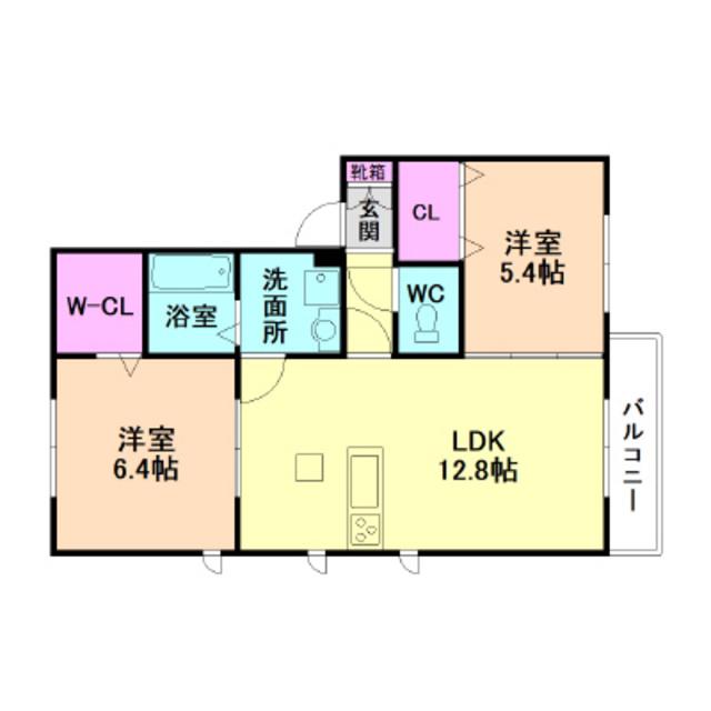 SOLEIL彩都(2LDK/2階)の間取り写真