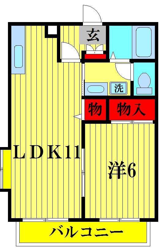 ホーミープレイス C棟(1LDK/1階)の間取り写真