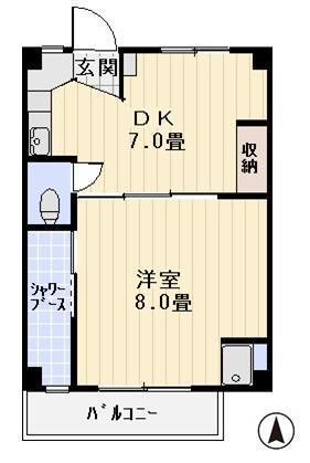 サンブリエ和久野II(1DK/2階)の間取り写真