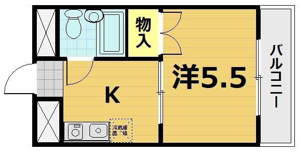 サンモール第3青葉台(1K/2階)の間取り写真