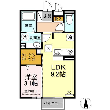 カサ・ドルチェ B(1LDK/1階)の間取り写真