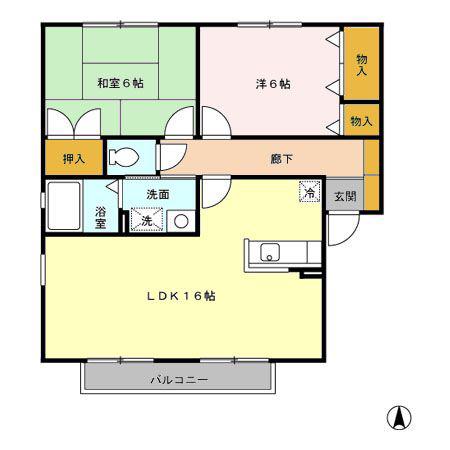 カメリア(2LDK/2階)の間取り写真