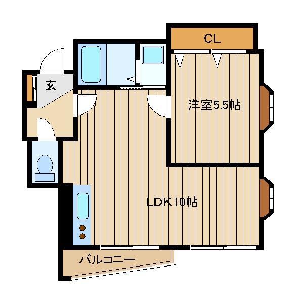 リベラル(1LDK/3階)の間取り写真