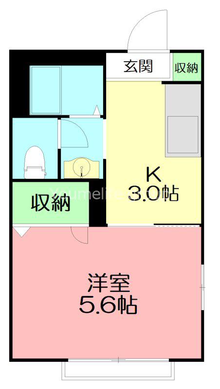 B・シャンブル(1K/1階)の間取り写真