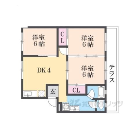 木の岡レジーナ(3DK/3階)の間取り写真
