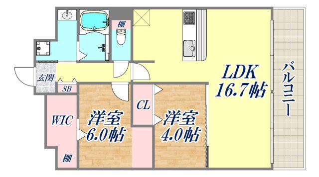 エクセルハイム東灘(2LDK/5階)の間取り写真