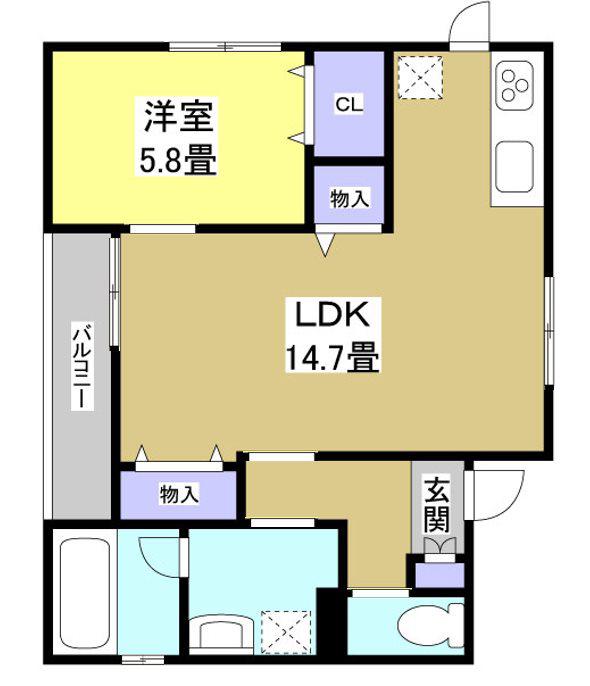 SIESTA DAIKUMACHI(1LDK/1階)の間取り写真