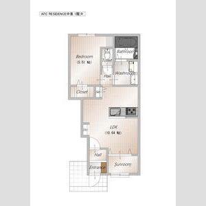 AFC RESIDENCE 中泉(1LDK/1階)の間取り写真