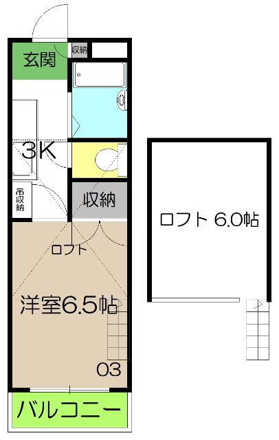 ピュア高須II(1SK/4階)の間取り写真