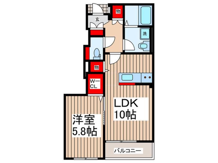 吉川市吉川美南アパート(1LDK/1階)の間取り写真
