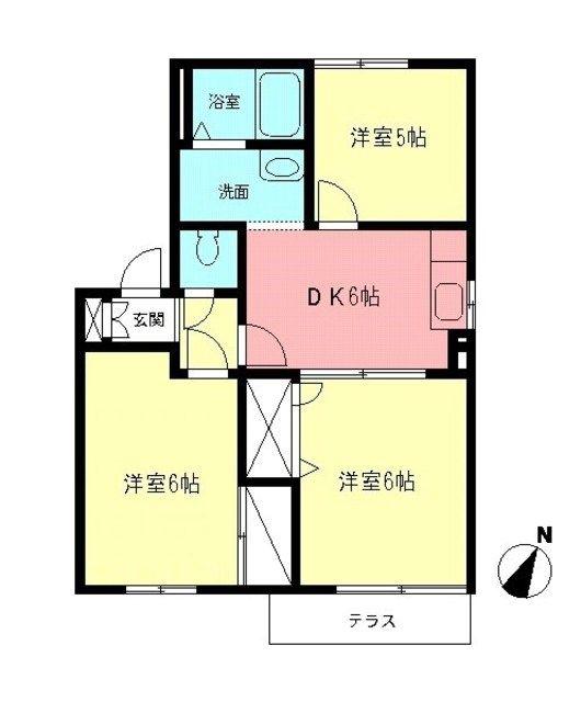 ハイツイノウエB棟(3DK/1階)の間取り写真