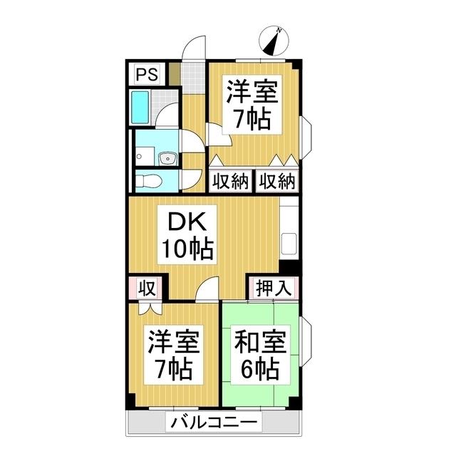 第二星野ビル(3LDK/1階)の間取り写真