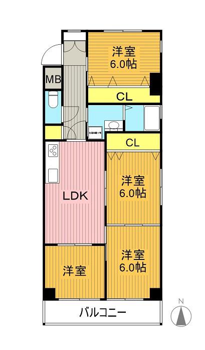 サンピア植田(4LDK/8階)の間取り写真