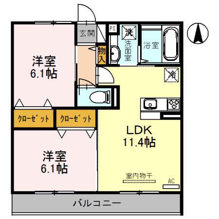 ベルフォーレII(2LDK/3階)の間取り写真