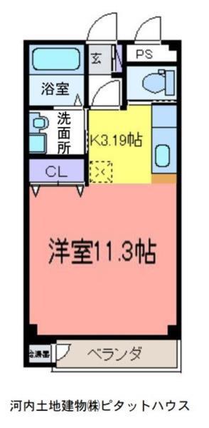 サザンマンション(1K/3階)の間取り写真