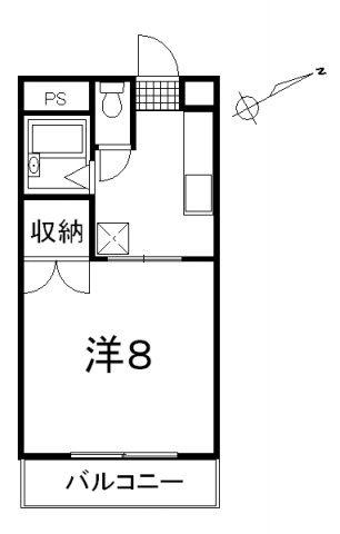 アーバーハウス吉田C棟(1K/2階)の間取り写真