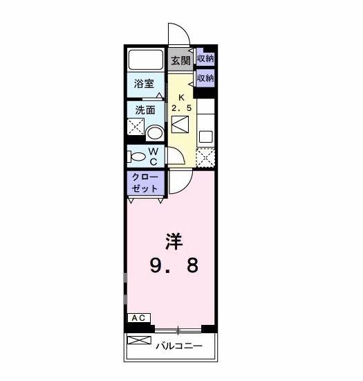 ヴィラジュネス(1K/1階)の間取り写真