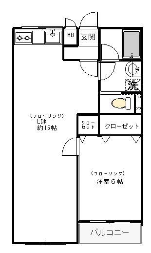 吉浜マンション(1LDK/3階)の間取り写真