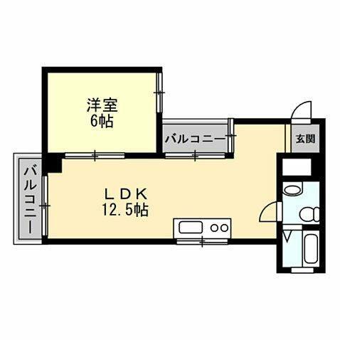 OKURAYAMAHILLS(1LDK/3階)の間取り写真