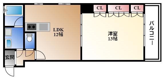 ラディアント矢場(1LDK/3階)の間取り写真
