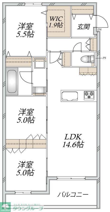 VESTA(3LDK/3階)の間取り写真