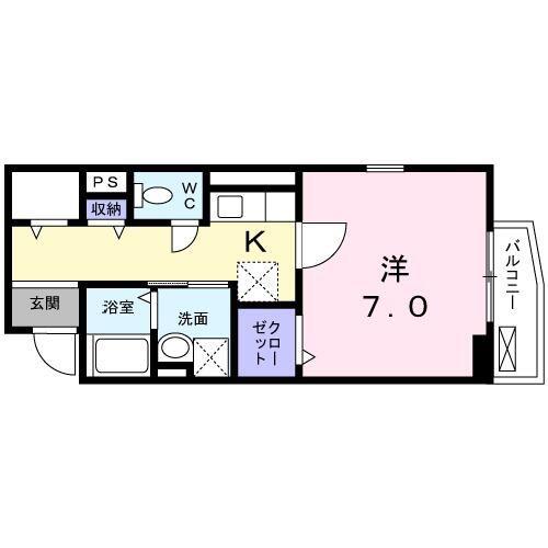 パレシュクル(1K/2階)の間取り写真