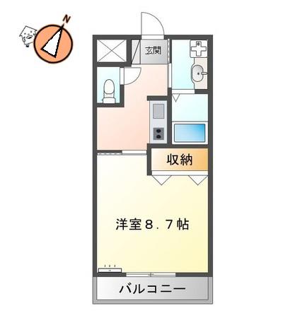 ネストかちどき橋(1K/1階)の間取り写真