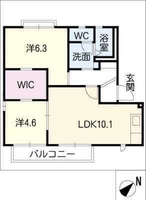 ドミール藤塚 D棟(2LDK/1階)の間取り写真
