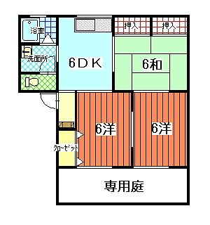 ドミール才田(3DK/1階)の間取り写真
