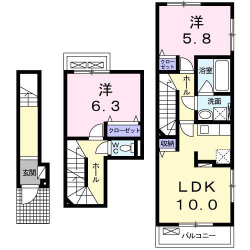 ラ・メモリィ・デ・ラ・フォーレ(2LDK/2階)の間取り写真