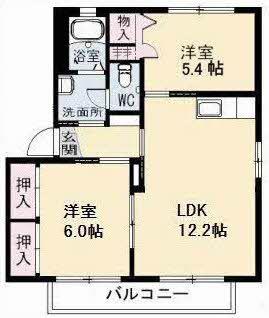 シャーメゾンカメリアB(2LDK/1階)の間取り写真