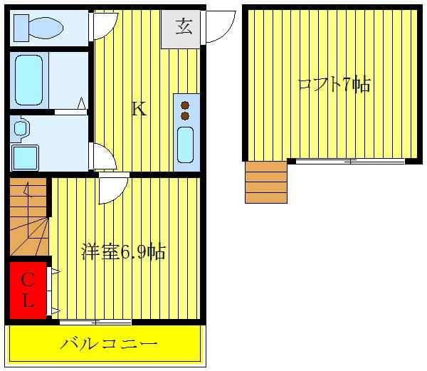 VILLETTA ノース(1K/1階)の間取り写真