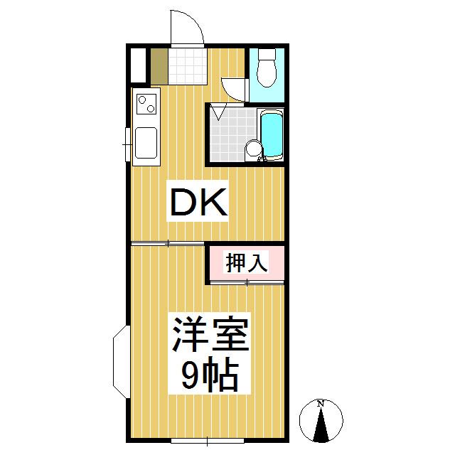 ルミネK北棟(1DK/2階)の間取り写真