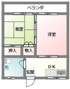 目取真荘(2DK/3階)の間取り写真