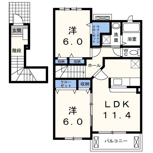 ブルーラグーン (2LDK/2階)の間取り写真