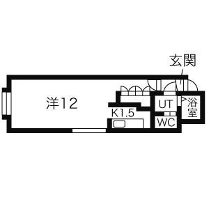 パークシティ麻生(1DK/2階)の間取り写真
