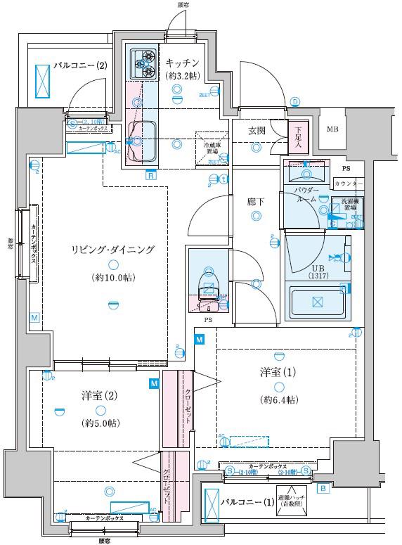 GENOVIA新子安(2LDK/4階)の間取り写真