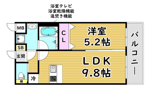 プレジオ十三(1LDK/2階)の間取り写真