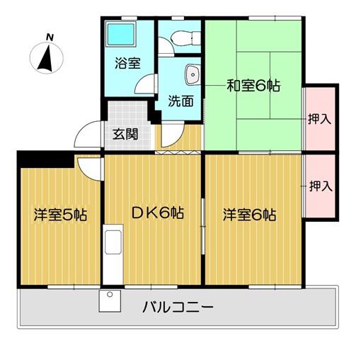 山口アパート(3DK/4階)の間取り写真