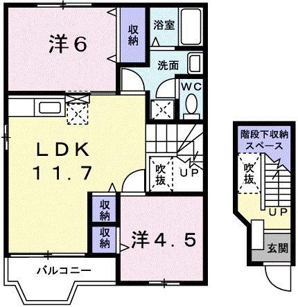 ルクプルプラース(2LDK/2階)の間取り写真