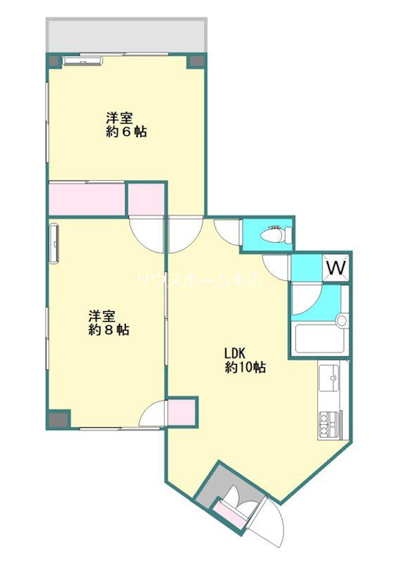 ES中根(2LDK/2階)の間取り写真