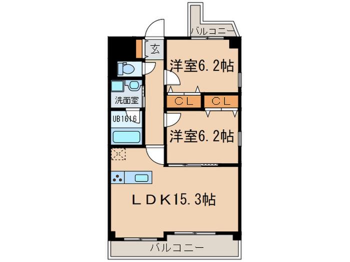 ポ-ラスター星ヶ丘山手7TH(2LDK/1階)の間取り写真