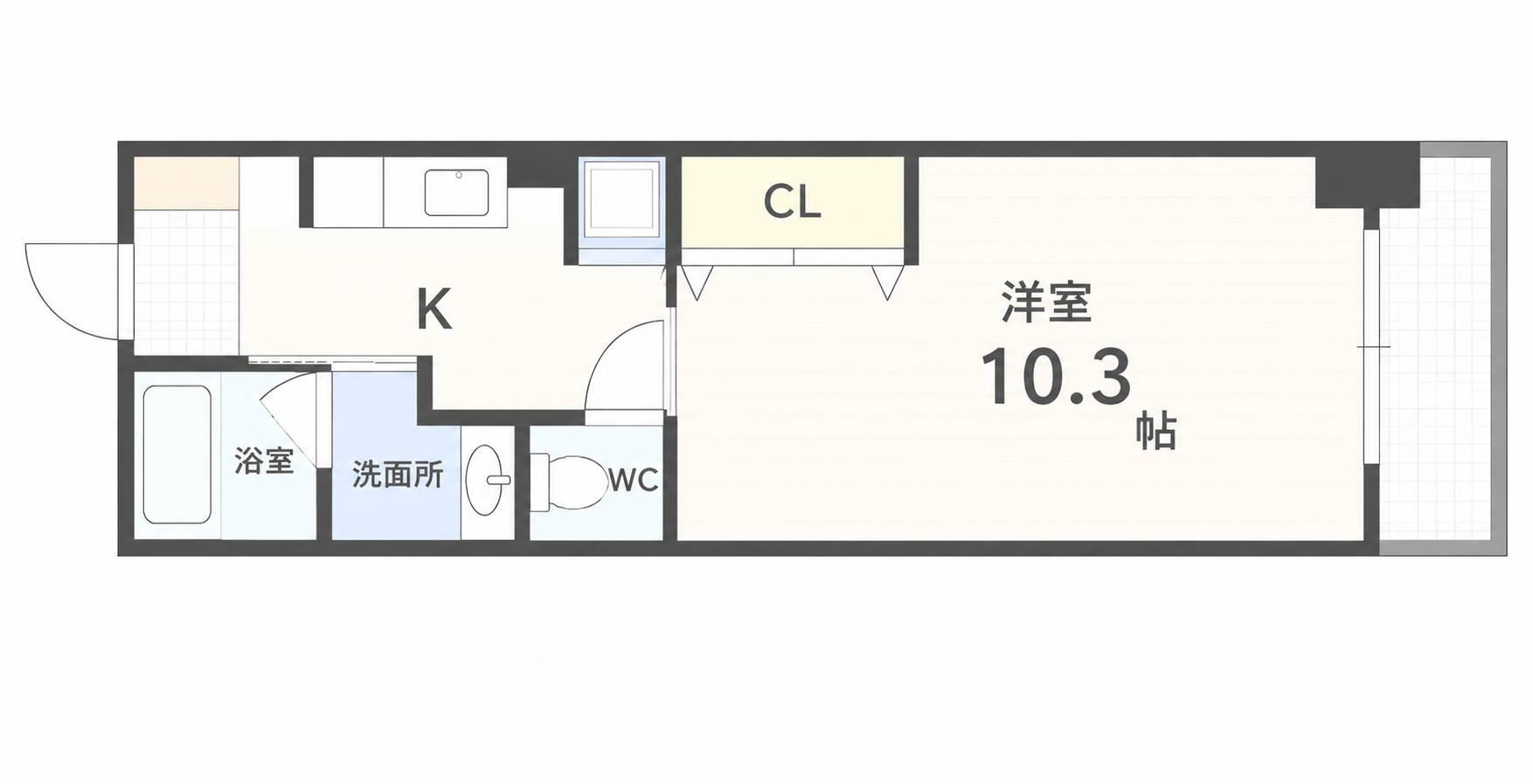 I-CITY広瀬(1K/5階)の間取り写真