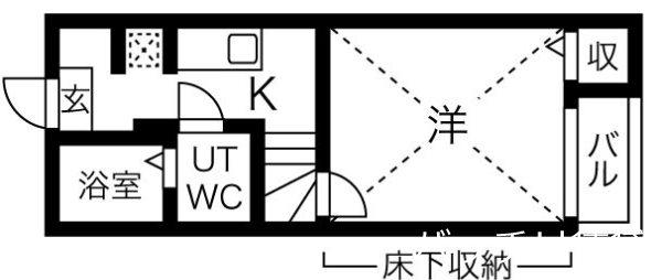 ヴェリテール本陣(1K/1階)の間取り写真
