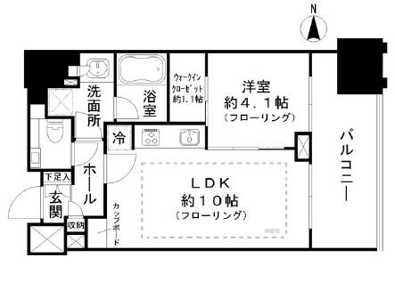 パークコート南麻布(1LDK/10階)の間取り写真